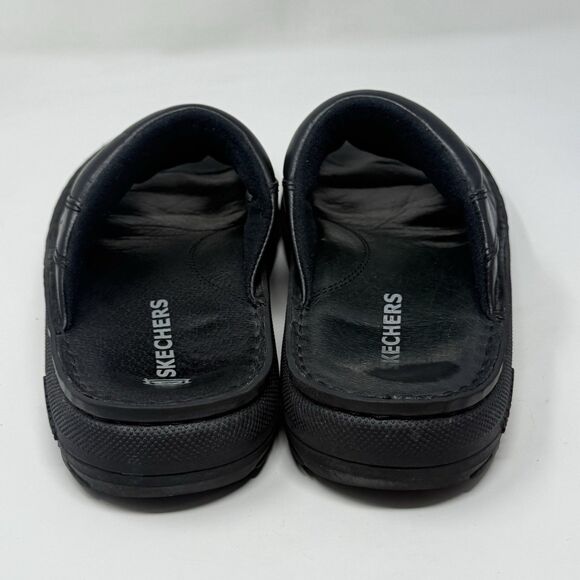 Skechers Jammers Slide Sandals Mens 11 Black Leather Chunky Sole Vintage Y2K - Picture 9 of 14